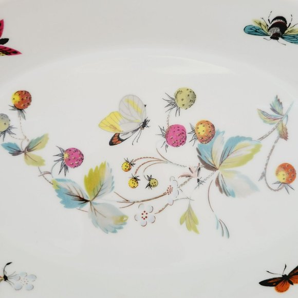 Royal Worcester Strawberry Fair Gold Trim Oval Baking Dish Size 9 Butterflies - Picture 4 of 15